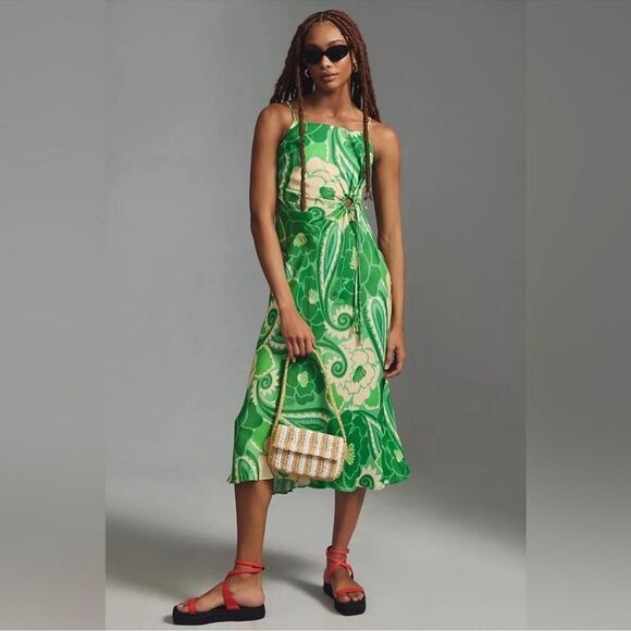 Anthropologie Farm Rio Tropical Groove Circle Cut Out Midi Dress Small - Picture 1 of 12